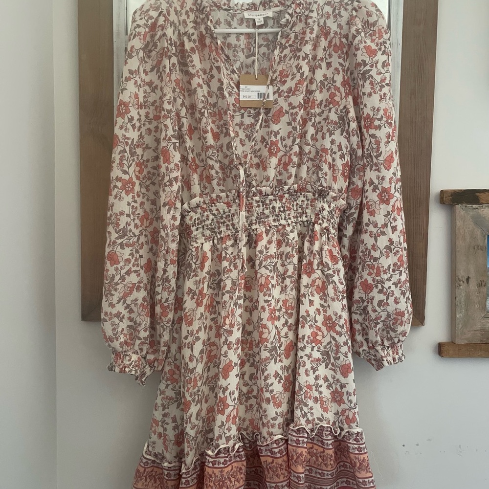 Floral Long Sleeve Mini Dress